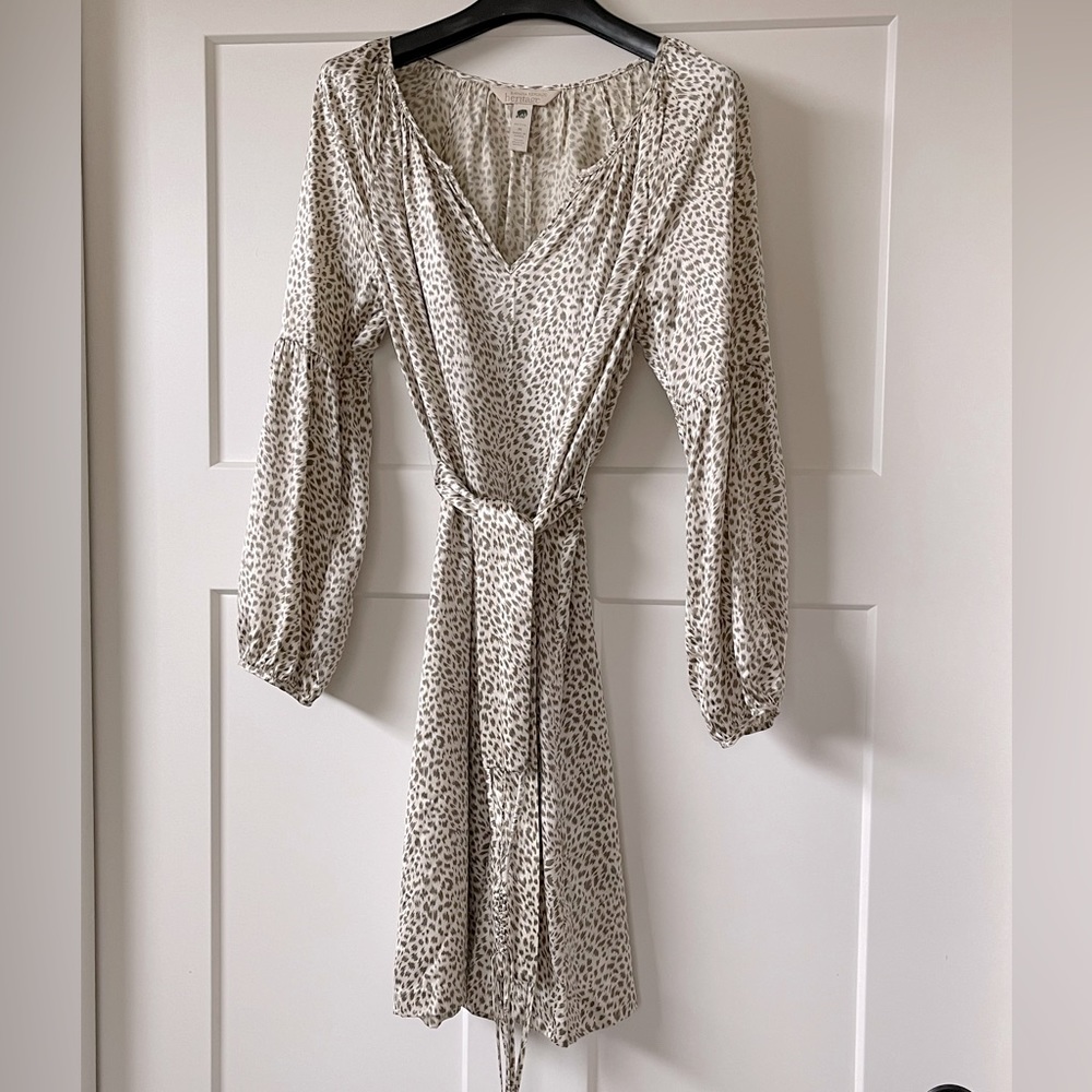 Banana Republic Heritage Silk Blend, Leopard Print Dress w/ Balloon Sleeves, Med